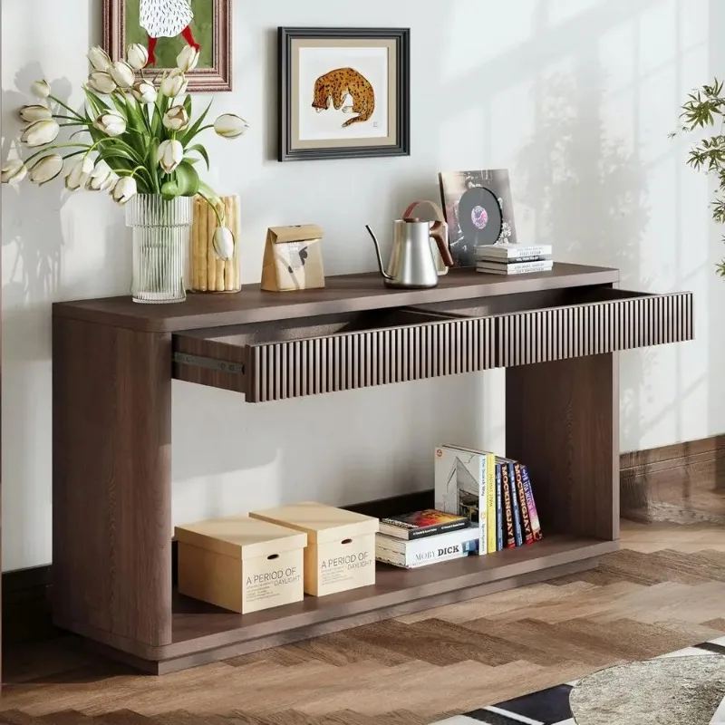 Rustic Luted Oak Entry Table, Solid Wood Hallway Console, Narrow Sofa Side Table for Living Room, Bedroom, Walnut Finish
Rustic Luted Oak Entry Table, Solid Wood Hallway Console, Narrow Sofa Side Table for Living Room, Bedroom, Walnut Finish