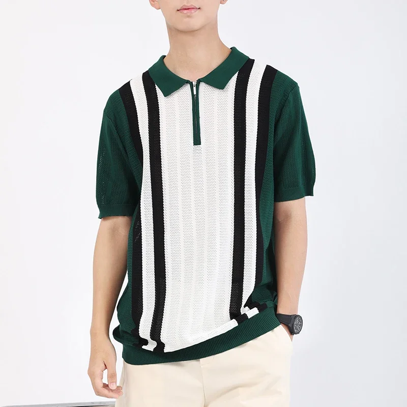 BROWON Brand Men's Fashion Knitted Polo Shirt 2025 New Casual Contrast Stripes T Shirt Men Slim Fit Short Sleeve Summer Man Wear
BROWON Brand Men's Fashion Knitted Polo Shirt 2025 New Casual Contrast Stripes T Shirt Men Slim Fit Short Sleeve Summer Man Wear