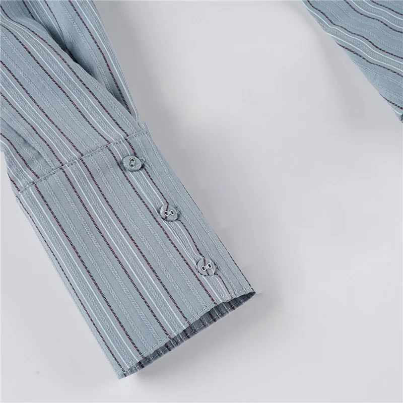 Women's Slim Fit Blue Striped Long Sleeve V-Neck Button Down Work Blouse Casual Lapel Short Tops
Women's Slim Fit Blue Striped Long Sleeve V-Neck Button Down Work Blouse Casual Lapel Short Tops