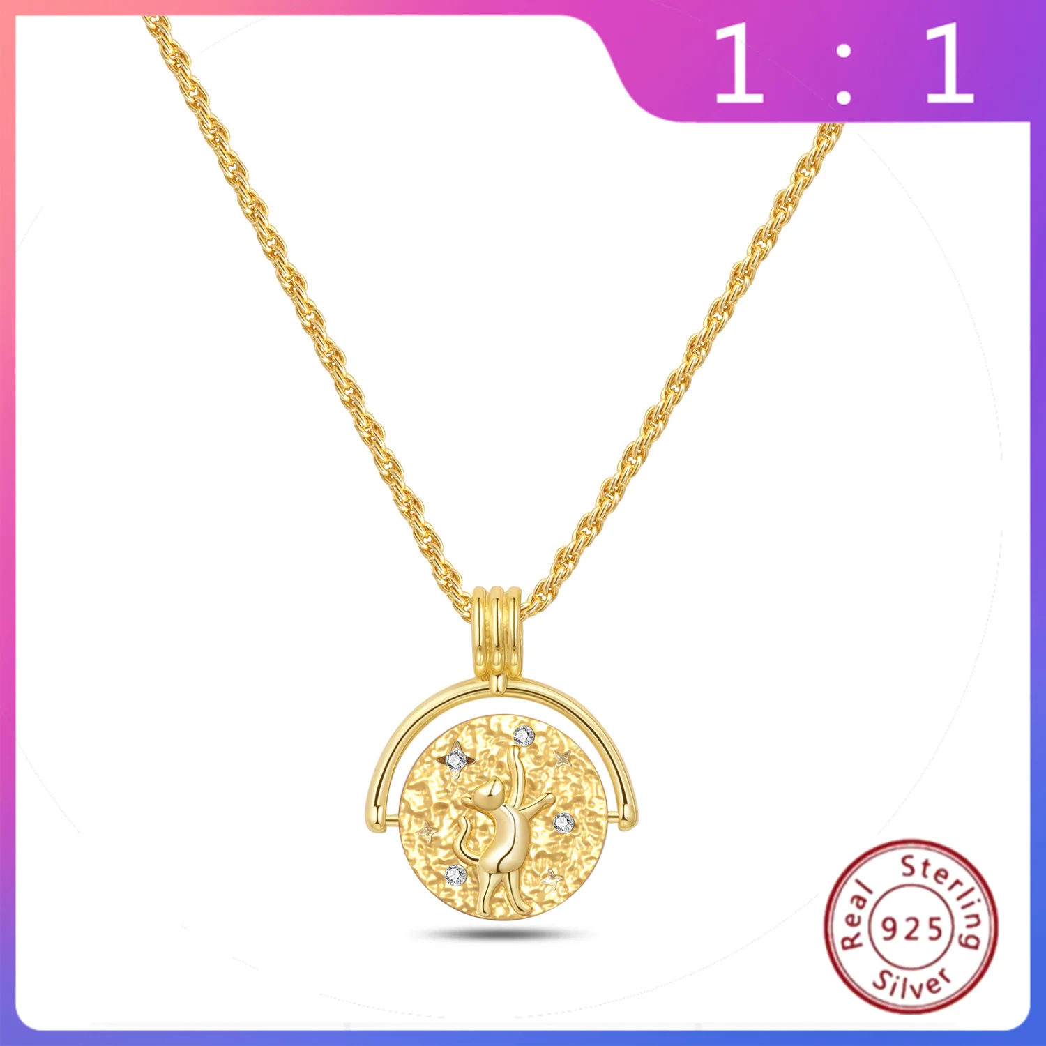 Collar Original de Plata Esterlina S925 para Mujer – Colgante de Animal Gato Dorado, Joyería Fina de Moda
Collar Original de Plata Esterlina S925 para Mujer – Colgante de Animal Gato Dorado, Joyería Fina de Moda