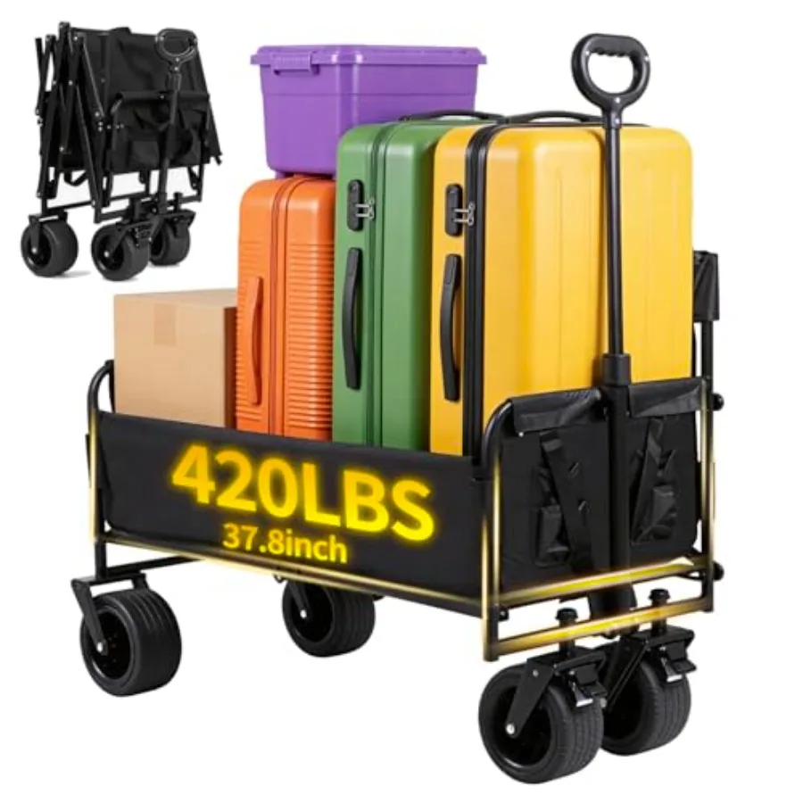 37.8" L Collapsible Wagons Carts Foldable 420lbs Heavy Duty Beach Wagon Folding Utility Wagon with 360°Rotatable All-Terrian Wh
37.8" L Collapsible Wagons Carts Foldable 420lbs Heavy Duty Beach Wagon Folding Utility Wagon with 360°Rotatable All-Terrian Wh