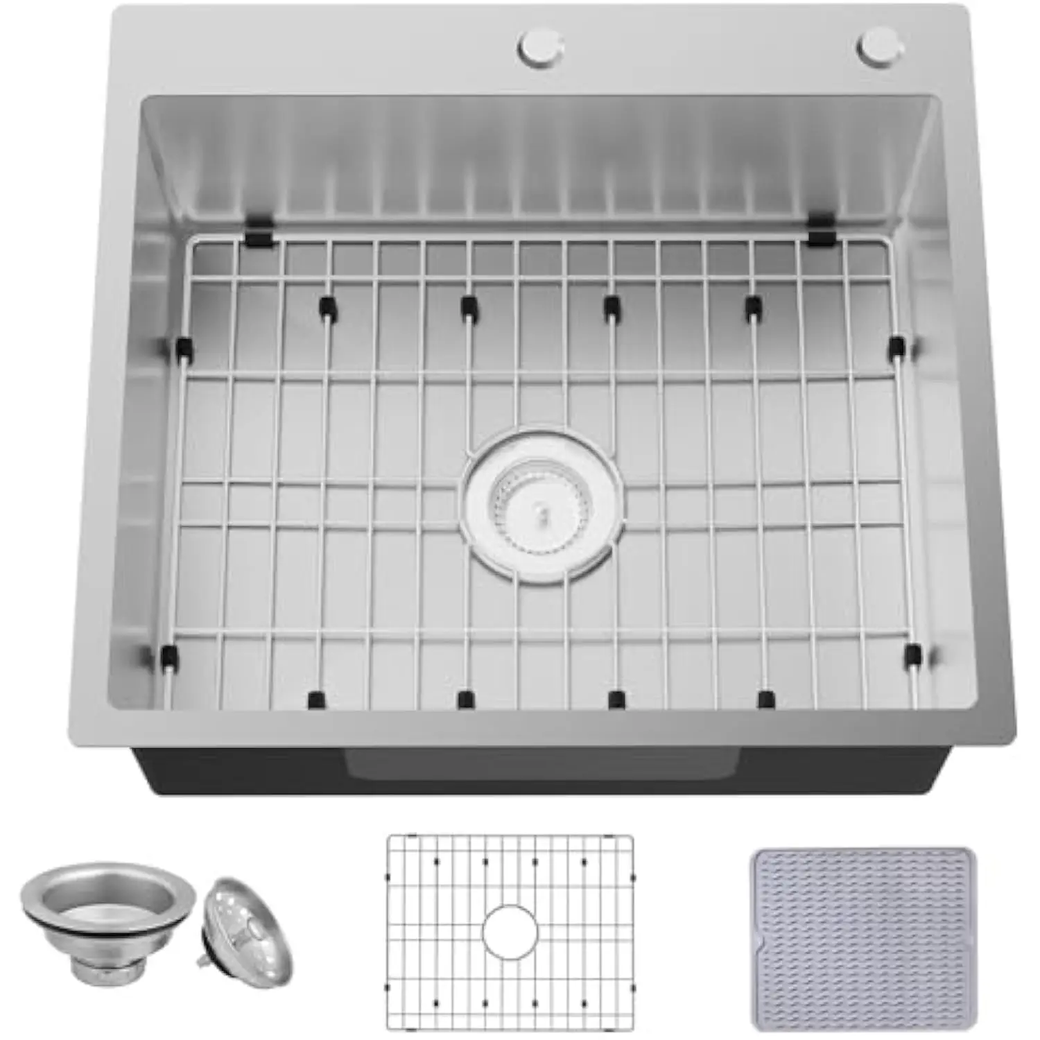 Kitchen Sink, 25X22 Inch Kitchen Sink Stainless Steel Drop in Kitchen Sink Topmount Stylish and Modern Look Sink with Bottom Gri
Kitchen Sink, 25X22 Inch Kitchen Sink Stainless Steel Drop in Kitchen Sink Topmount Stylish and Modern Look Sink with Bottom Gri