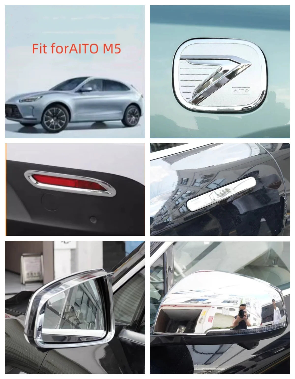 For AITO M5 2022+ handle/rearview mirror/front and rear fog lights/fuel tank cap chrome exterior sticker accessories
For AITO M5 2022+ handle/rearview mirror/front and rear fog lights/fuel tank cap chrome exterior sticker accessories