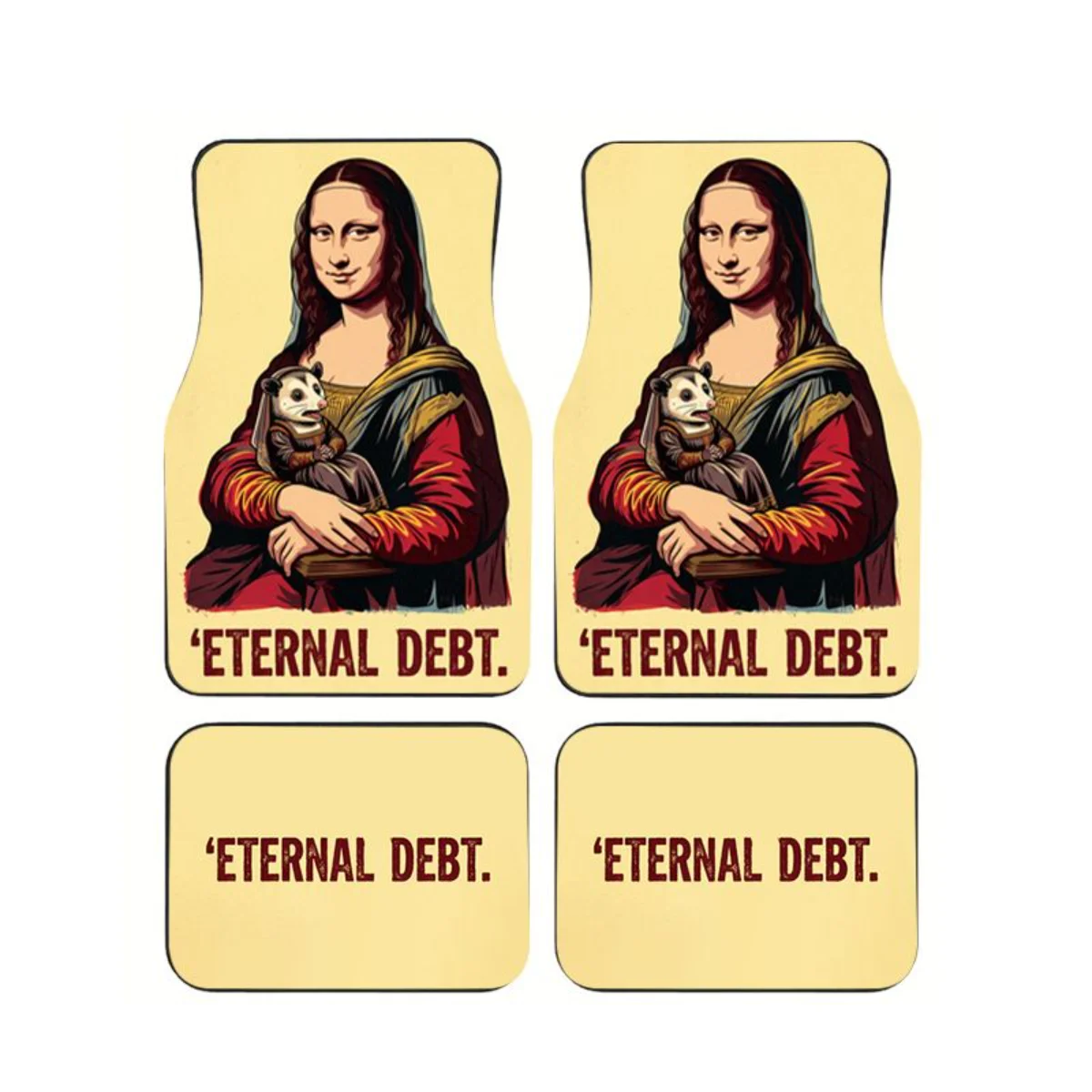 4pcs Set Mona Lisa "Eternal Debt" Meme Car Floor Mats Universal Anti-Slip Waterproof Auto Foot Carpets Car Interior Accessories
4pcs Set Mona Lisa "Eternal Debt" Meme Car Floor Mats Universal Anti-Slip Waterproof Auto Foot Carpets Car Interior Accessories
