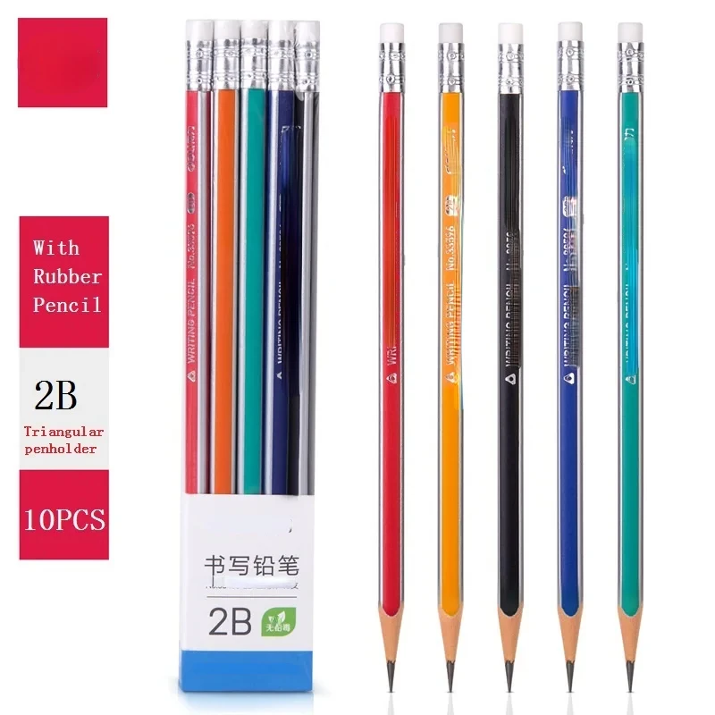 10pc/Set HB 2B Wood Pencil Triangle/Hexagonal lapices With Eraser For Children Students Painting Writing School Office Home
10pc/Set HB 2B Wood Pencil Triangle/Hexagonal lapices With Eraser For Children Students Painting Writing School Office Home