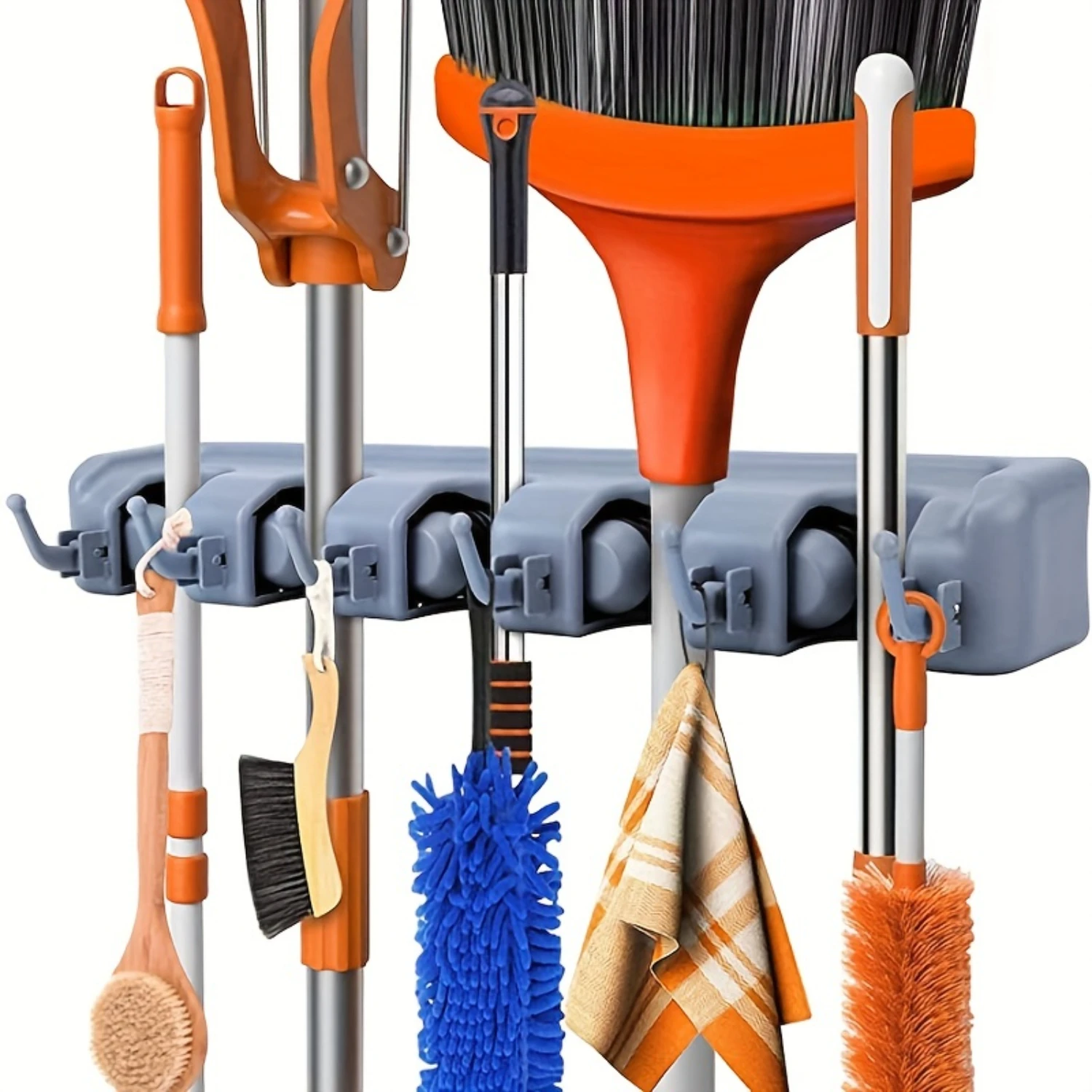 1set Mop Broom Holder, Plastic Wall Mounted Row Clip Hook, Wall Hanging Rack Hook, Simple Punching Installation Mop Hander With
1set Mop Broom Holder, Plastic Wall Mounted Row Clip Hook, Wall Hanging Rack Hook, Simple Punching Installation Mop Hander With