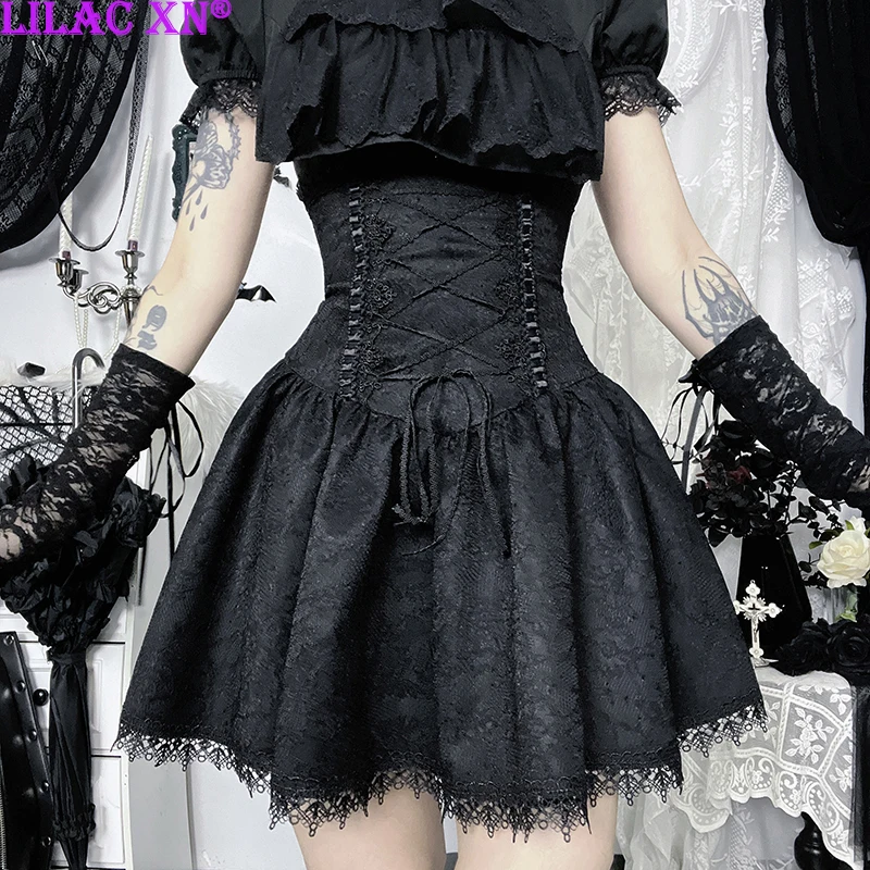Y2K Goth Black Bandage Slim Corset Mini Skirts Vintage Lace-up High-waisted Flared Hem Short Skirts Women Summer Streetwear
Y2K Goth Black Bandage Slim Corset Mini Skirts Vintage Lace-up High-waisted Flared Hem Short Skirts Women Summer Streetwear