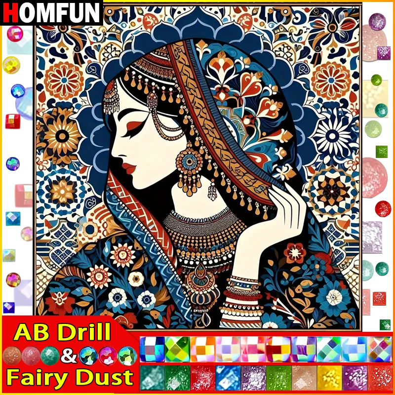 HOMFUN Fairy Dust AB Diamond Painting Full Square/Round Drill 5D DIY "Portrait Woman" Daimond Embroidery Rhinestone Decor
HOMFUN Fairy Dust AB Diamond Painting Full Square/Round Drill 5D DIY "Portrait Woman" Daimond Embroidery Rhinestone Decor