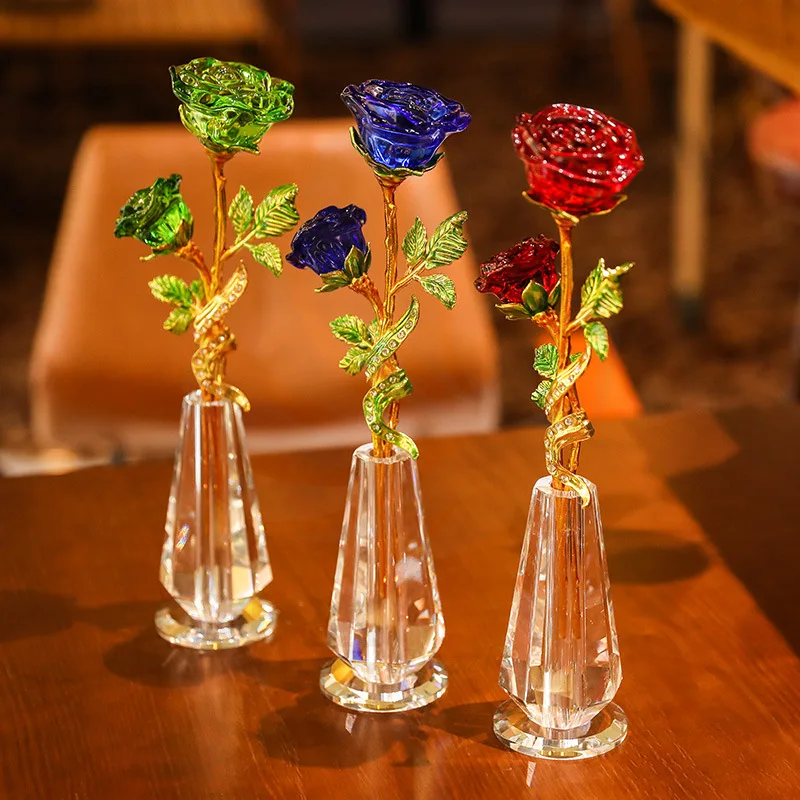 Valentine's Day Crystal Glass Rose Ornaments Vase Living Room Decorations Crafts Home Desktop Creative Wholesale Simple Decor
Valentine's Day Crystal Glass Rose Ornaments Vase Living Room Decorations Crafts Home Desktop Creative Wholesale Simple Decor
