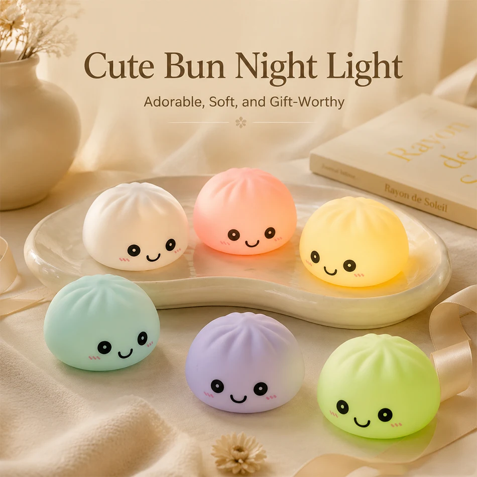Cute Kawaii Squishy Toy Night Light 6 Macaron Colors Bun Soft Silicone Stress Reliever Fidget Sensory Desktop Decor Kids Gift
Cute Kawaii Squishy Toy Night Light 6 Macaron Colors Bun Soft Silicone Stress Reliever Fidget Sensory Desktop Decor Kids Gift