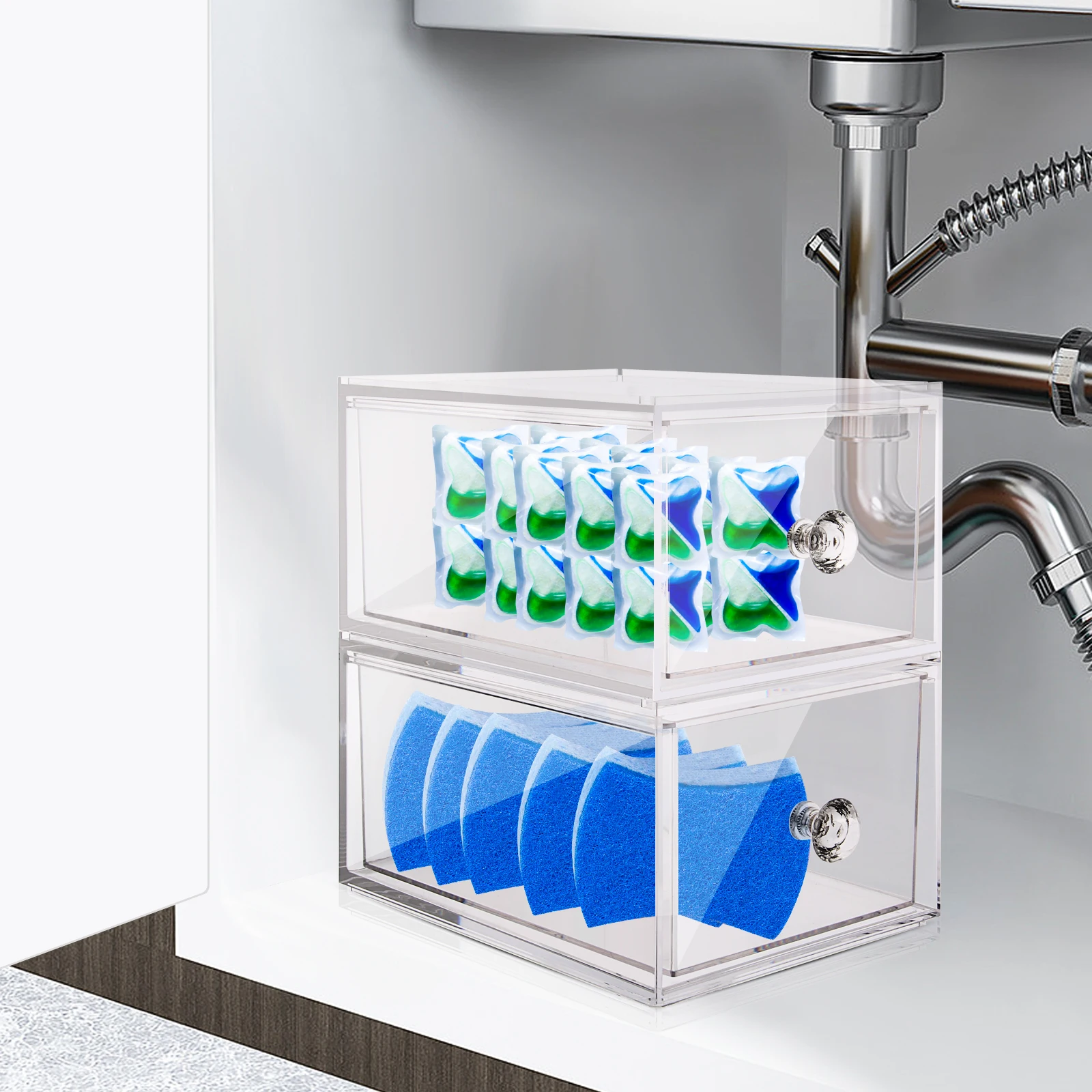 Stackable Makeup Storage Organizer, Acrylic Drawers, Bathroom Accessories, Under Sink, 2 Pack
Stackable Makeup Storage Organizer, Acrylic Drawers, Bathroom Accessories, Under Sink, 2 Pack