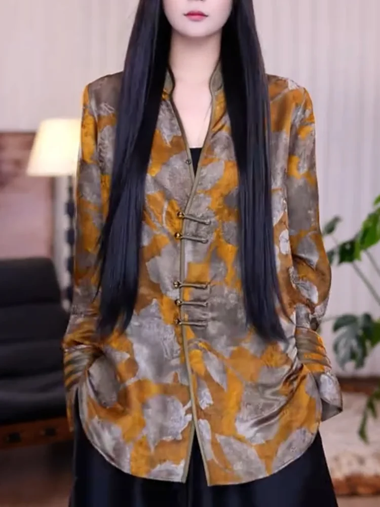 Новая китайская блузка с цветочным принтом, длинная, на пуговицах, модная, больших размеров, утягивающая, для осеннего сезона, женская одежда
Новая китайская блузка с цветочным принтом, длинная, на пуговицах, модная, больших размеров, утягивающая, для осеннего сезона, женская одежда