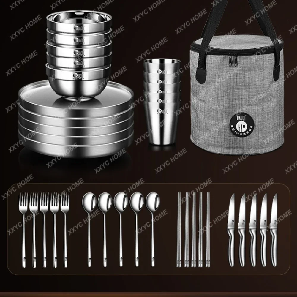 Stainless Steel Outdoor Tableware Portable Tableware Set Travel Camping Picnic Self-Driving Camping
Stainless Steel Outdoor Tableware Portable Tableware Set Travel Camping Picnic Self-Driving Camping