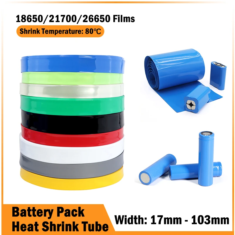 2/10M 18650 Battery Wraps Pack PVC Heat Shrink Tube Width 17mm ~ 103mm Insulated Lithium Case Cable Sleeve Shrink Film Wrap
2/10M 18650 Battery Wraps Pack PVC Heat Shrink Tube Width 17mm ~ 103mm Insulated Lithium Case Cable Sleeve Shrink Film Wrap