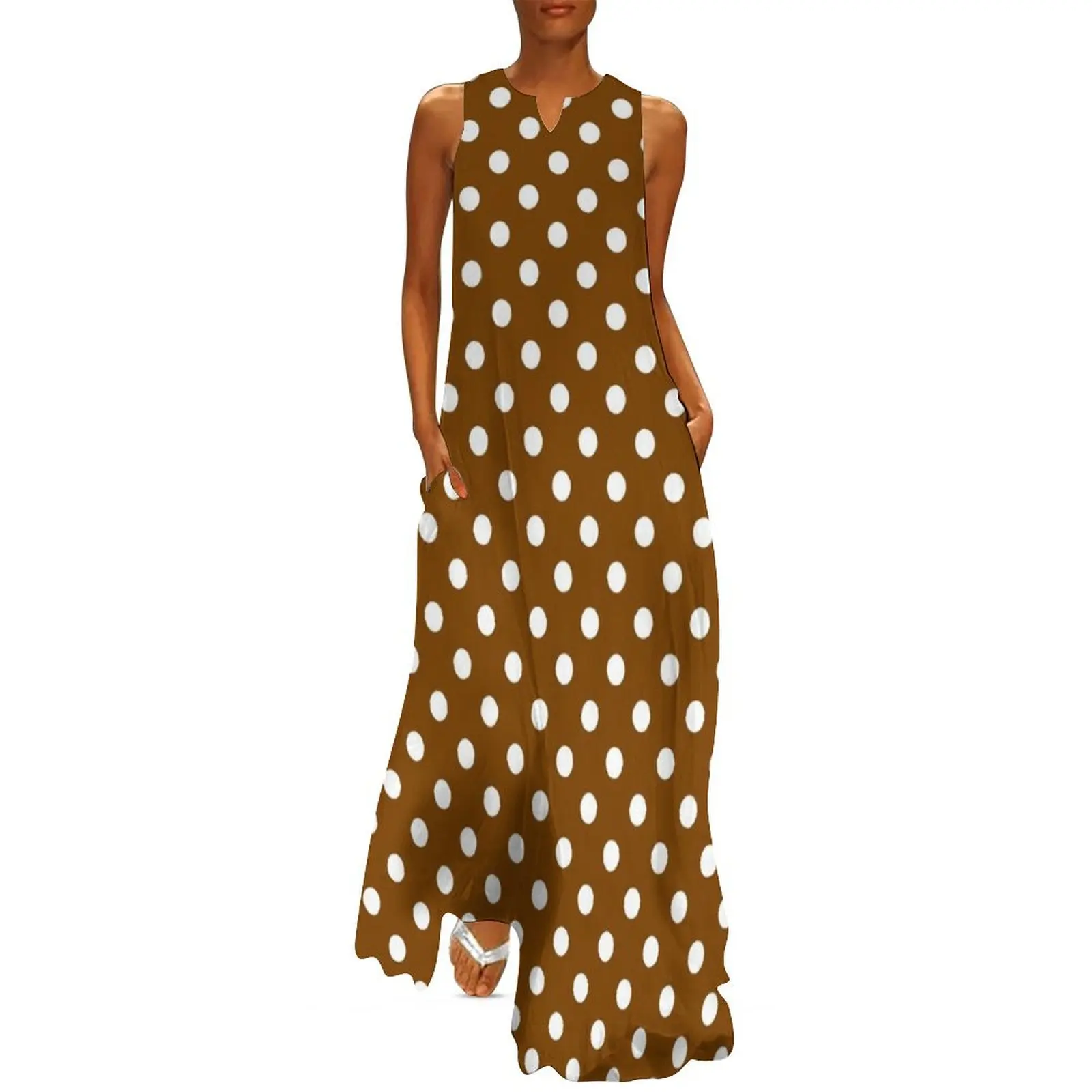 Chocolate Brown with White Polka Dots Long Dress elegant women's dresses for wedding luxury dresses
Chocolate Brown with White Polka Dots Long Dress elegant women's dresses for wedding luxury dresses