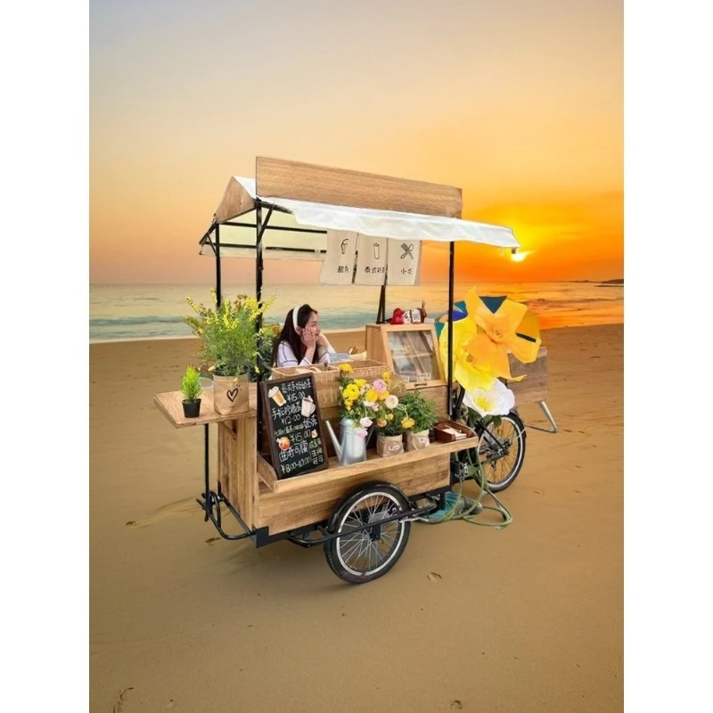 American retro solid wood mobile reverse riding three-wheeled dining car coffee bread stall night market scenic mobile car
American retro solid wood mobile reverse riding three-wheeled dining car coffee bread stall night market scenic mobile car