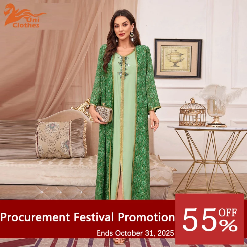 UNI Dubai Turkish Flower Embroidery Afghan Traditional Jilbab Arab Temperament Silk Muslim Moroccan Kaftan Muslim 2pc SetAbaya
UNI Dubai Turkish Flower Embroidery Afghan Traditional Jilbab Arab Temperament Silk Muslim Moroccan Kaftan Muslim 2pc SetAbaya