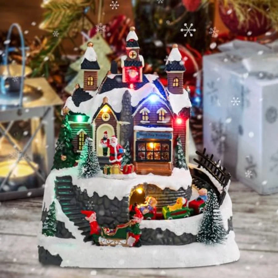 Christmas Village s-Christmas s - Colorful Music Snow Villages Figurine with Rotating Railway Santa and Led Lights for Home Dec
Christmas Village s-Christmas s - Colorful Music Snow Villages Figurine with Rotating Railway Santa and Led Lights for Home Dec