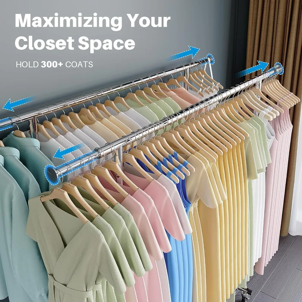 Clothes Rack Heavy Duty Clothing Rack Collapsible Garment Rack with Wheels Double Rod
Clothes Rack Heavy Duty Clothing Rack Collapsible Garment Rack with Wheels Double Rod