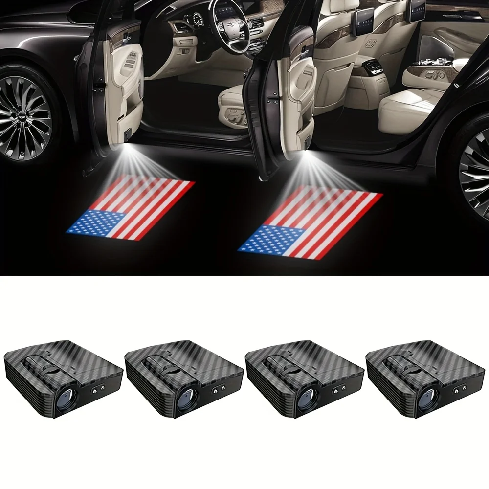 4pcs Door Lights - American Flag Logo Projector - Universal Wireless Door LED Projection Lights, Door Step LED Welcome Sign Shadow Light Projection Lights, Suitable for All Brands Of Cars LED American Flag Welcome Lights
4pcs Door Lights - American Flag Logo Projector - Universal Wireless Door LED Projection Lights, Door Step LED Welcome Sign Shadow Light Projection Lights, Suitable for All Brands Of Cars LED American Flag Welcome Lights
