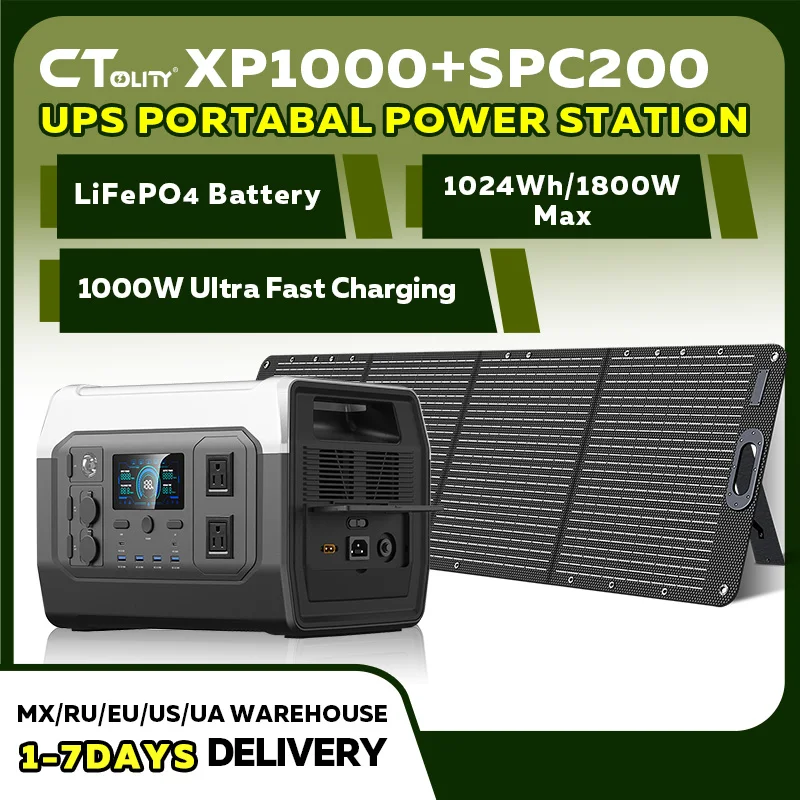 CTOLITY XP1000 1600 Вт портативный солнечный генератор электростанция 1024 Вт H Lifepo4 + солнечная панель 200 Вт зарядка для кемпинга на открытом воздухе TraveI
CTOLITY XP1000 1600 Вт портативный солнечный генератор электростанция 1024 Вт H Lifepo4 + солнечная панель 200 Вт зарядка для кемпинга на открытом воздухе TraveI