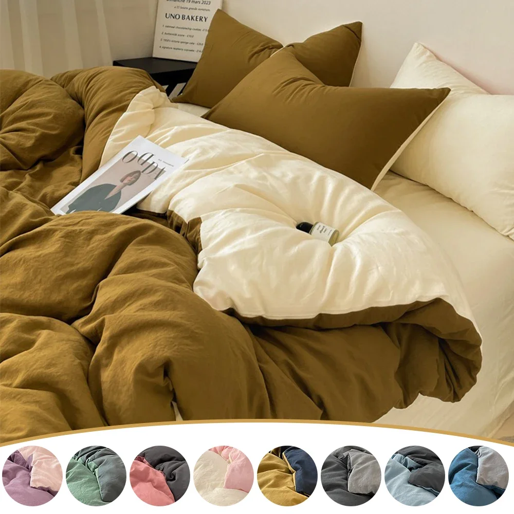 2-side Solid Color Beding Set 4pcs Comforter Cover Home Bedroom Decor Luxury Bedding Set for Girls King Queen Double Twin Size
2-side Solid Color Beding Set 4pcs Comforter Cover Home Bedroom Decor Luxury Bedding Set for Girls King Queen Double Twin Size