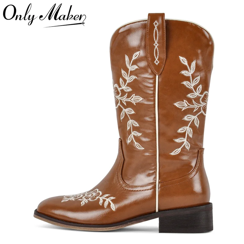 Onlymaker Women Brown Square Toe Embroidery Western Cowgirl Boots Pull On Knee High with Chunky Heel Embroidered Boots
Onlymaker Women Brown Square Toe Embroidery Western Cowgirl Boots Pull On Knee High with Chunky Heel Embroidered Boots