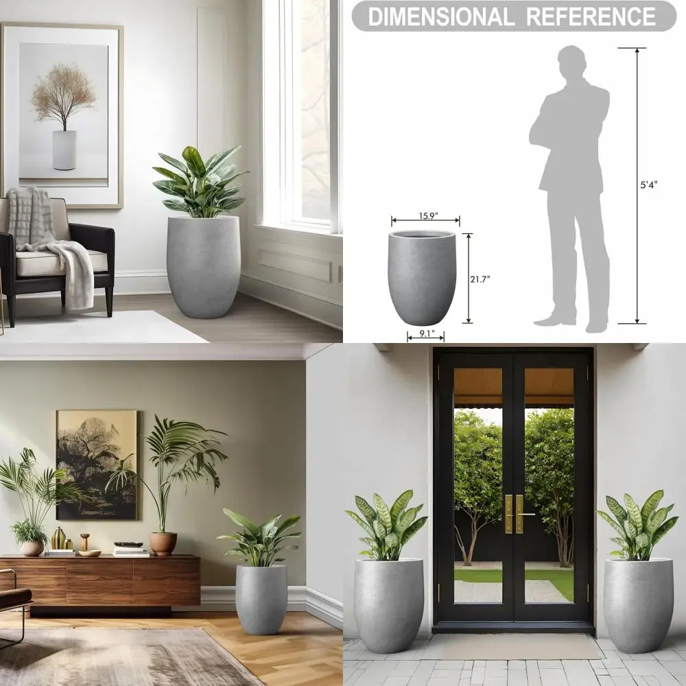 Высокий бетонный горшок Kante, большой серый горшок для комнатных и уличных растений высотой 21,7 дюйма с дренажным отверстием или патио, сад для дома, Ern D
Высокий бетонный горшок Kante, большой серый горшок для комнатных и уличных растений высотой 21,7 дюйма с дренажным отверстием или патио, сад для дома, Ern D
