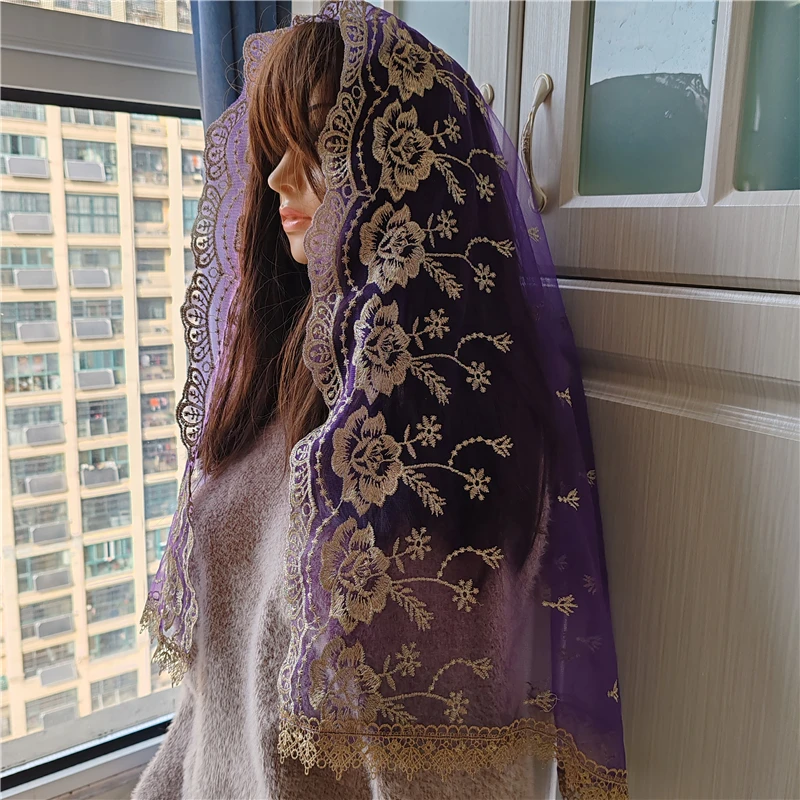 D Shape Purple Gold Tulle Mantilla Veils Catholic For Mass Church Head Covering Vintage Chapel Embroidered Floral Vintage
D Shape Purple Gold Tulle Mantilla Veils Catholic For Mass Church Head Covering Vintage Chapel Embroidered Floral Vintage