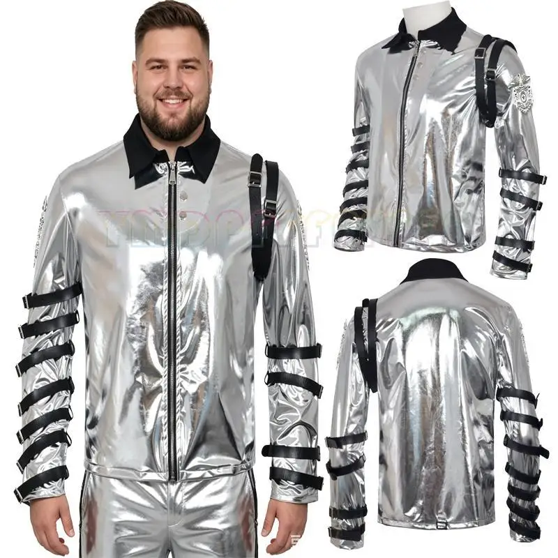 A person named Michael imitates costumes cosplay costumes performance costum silver leather jackets Halloween stage costum
A person named Michael imitates costumes cosplay costumes performance costum silver leather jackets Halloween stage costum