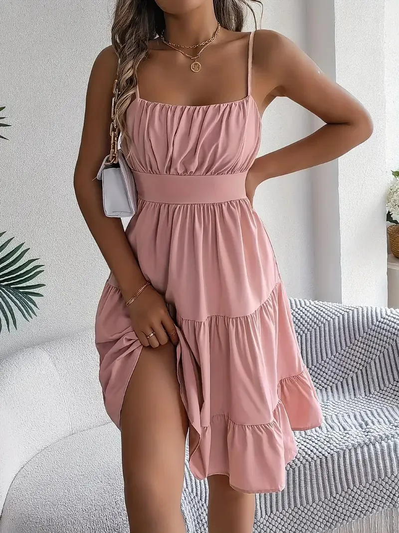 2026 Summer Sweet Girl Mid Dress Spaghetti Strap Smocked Back Skirt Birthday Dresses for Woman Clothes
2026 Summer Sweet Girl Mid Dress Spaghetti Strap Smocked Back Skirt Birthday Dresses for Woman Clothes