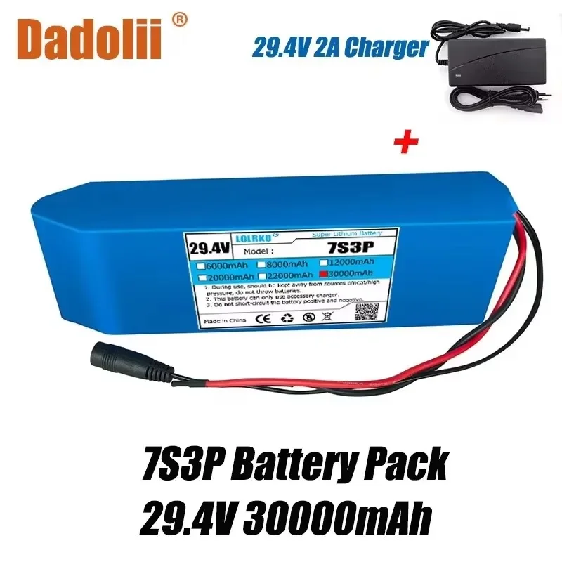 7S3P lithium-ion battery pack, 29.4V 30Ah, equipped with BMS, 250W 350W 30000mAh, suitable for electric vehicles
7S3P lithium-ion battery pack, 29.4V 30Ah, equipped with BMS, 250W 350W 30000mAh, suitable for electric vehicles