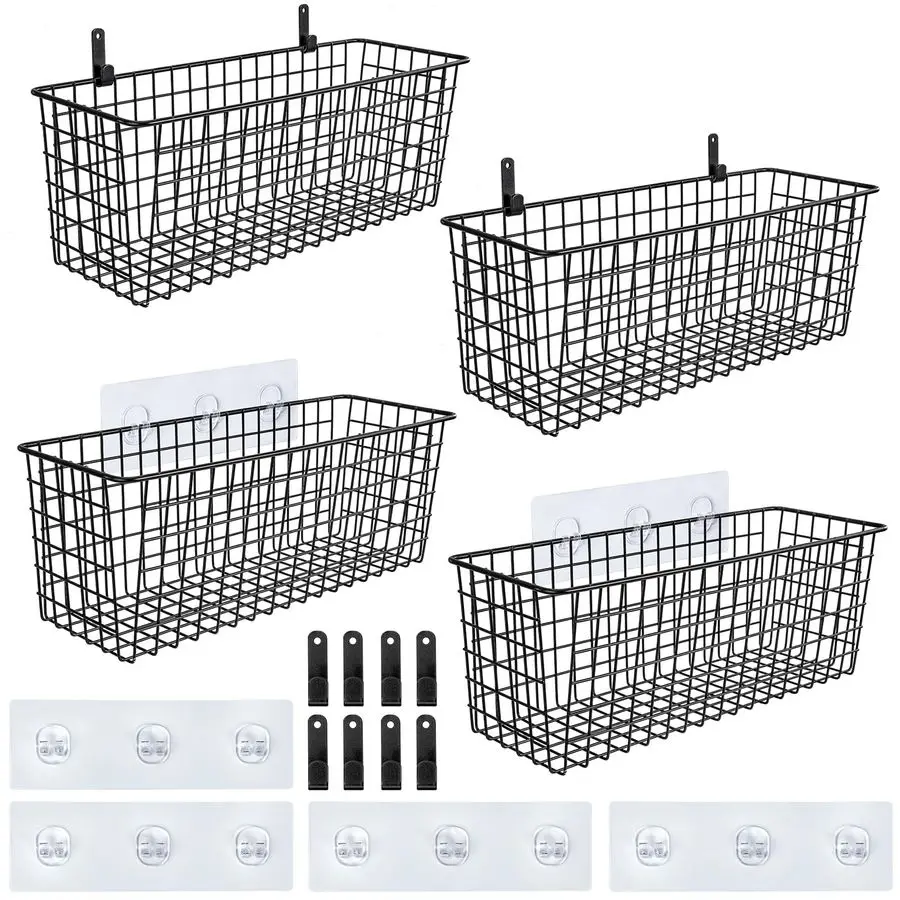 Set EXTRA LARGE Hanging Wall Mount Storage Baskets with Adhesive Hooks amp Steel Hooks, Multiuse Sturdy Wire Metal Organizing B
Set EXTRA LARGE Hanging Wall Mount Storage Baskets with Adhesive Hooks amp Steel Hooks, Multiuse Sturdy Wire Metal Organizing B
