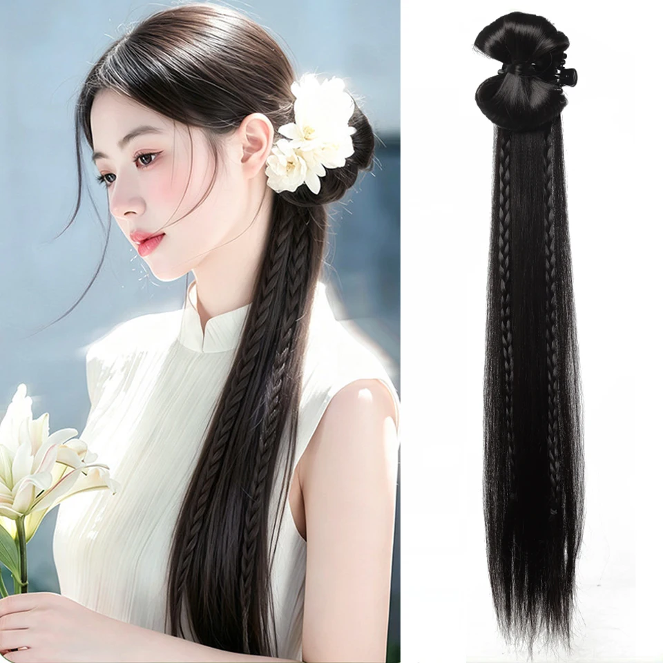 Synthetic New Chinese Style Long Straight Hair Wig Braided Ponytail Gentle Updo Cheongsam Side Ponytail Clip Wig Ponytail
Synthetic New Chinese Style Long Straight Hair Wig Braided Ponytail Gentle Updo Cheongsam Side Ponytail Clip Wig Ponytail