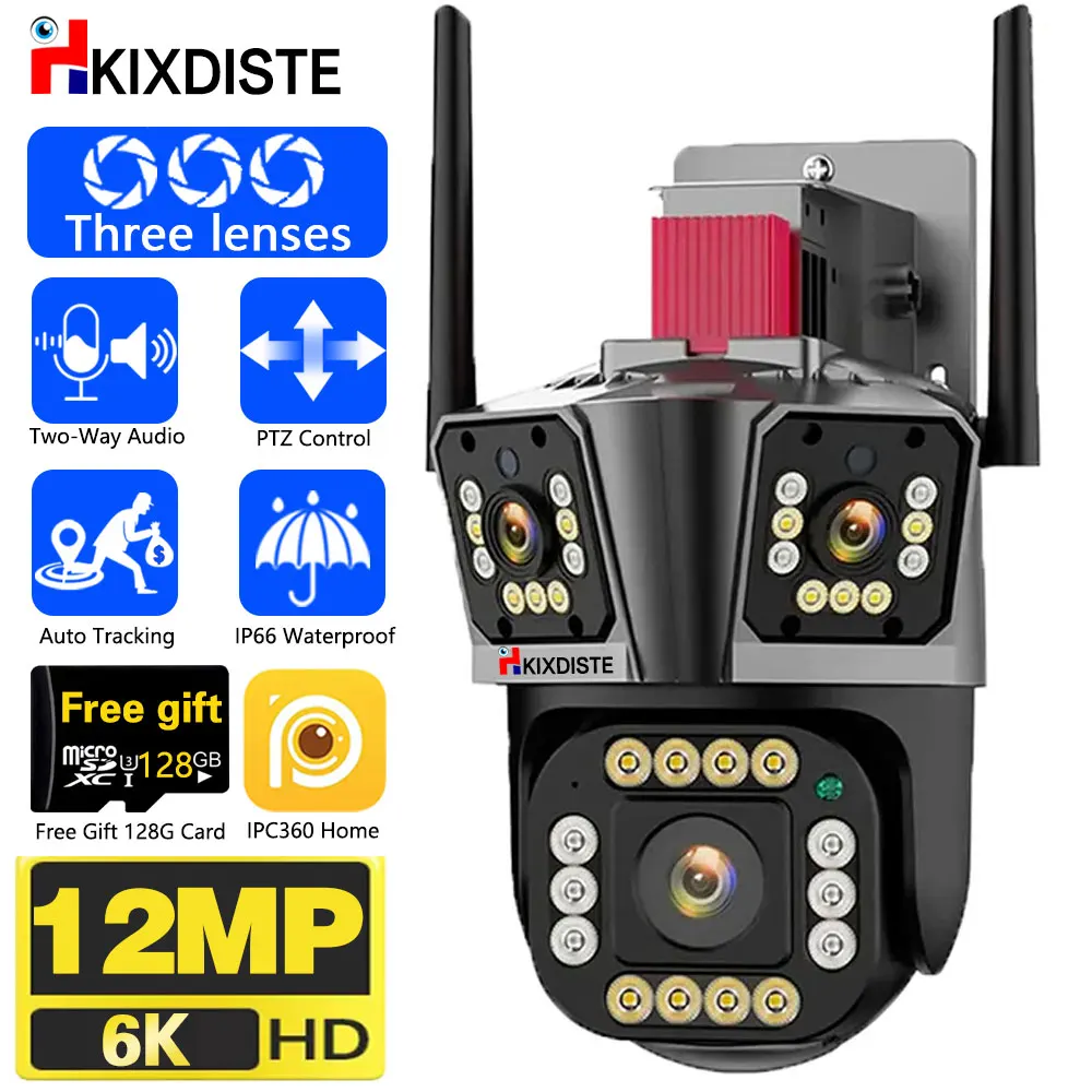 12MP 6K Three Screens Three Lens WIFI IP Camera Outdoor PTZ Auto Tracking 2Way Audio Security CCTV Surveillance Smart Hom Protec
12MP 6K Three Screens Three Lens WIFI IP Camera Outdoor PTZ Auto Tracking 2Way Audio Security CCTV Surveillance Smart Hom Protec