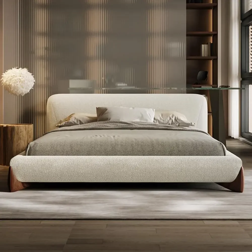 homary King Size Bed e with Upholstered board, White Boucle Platorm Bed, 88.6" W x 93.7" L, MattrSize 76" W x 80" L
homary King Size Bed e with Upholstered board, White Boucle Platorm Bed, 88.6" W x 93.7" L, MattrSize 76" W x 80" L