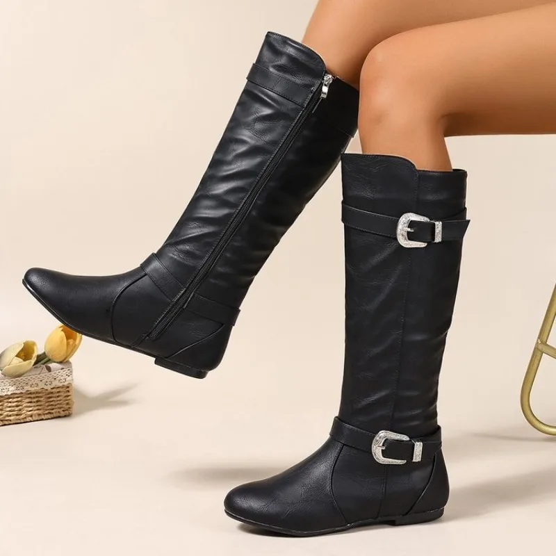 Модные женские сапоги до колена, черные кожаные длинные женские сапоги с боковой молнией и пряжкой, Botas Mujer, размер 36–43, осенние Botas Altas
Модные женские сапоги до колена, черные кожаные длинные женские сапоги с боковой молнией и пряжкой, Botas Mujer, размер 36–43, осенние Botas Altas