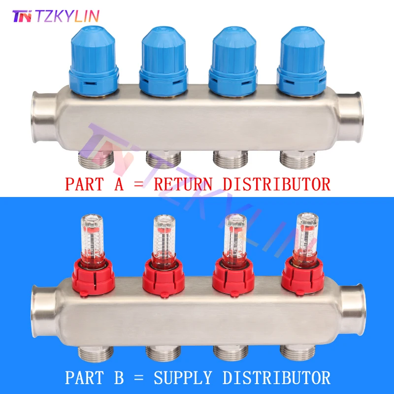 Stainless Steel AISI304 Underfloor Heating Supply Manifold, Supply & Return with Flow Meter, Thermostatic Screw G1"50mm
Stainless Steel AISI304 Underfloor Heating Supply Manifold, Supply & Return with Flow Meter, Thermostatic Screw G1"50mm