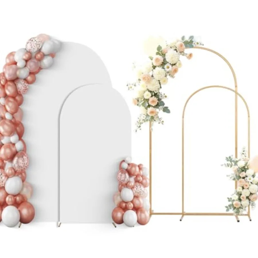Gold Arch Backdrop Stand Set of 2 With White Cover 7.2FT+6FT Metal Arched For Wedding Christmas Birthday Party Baby Shower Cere
Gold Arch Backdrop Stand Set of 2 With White Cover 7.2FT+6FT Metal Arched For Wedding Christmas Birthday Party Baby Shower Cere