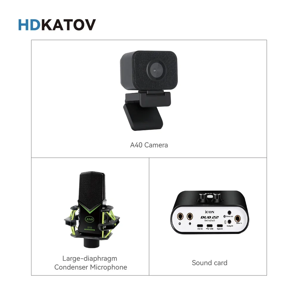 HDKATOV webcamera and microphone Abel Gaming Streaming Kit- Perfect for OBS, sound card usb 4k uhd broadcast cameras
HDKATOV webcamera and microphone Abel Gaming Streaming Kit- Perfect for OBS, sound card usb 4k uhd broadcast cameras