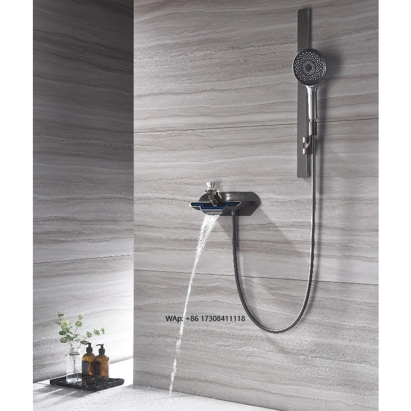 New Brass Rain Hand Shower Set Wall Mounted Digital Display Waterfall Bath Shower Faucet Set Bathroom with Slider
New Brass Rain Hand Shower Set Wall Mounted Digital Display Waterfall Bath Shower Faucet Set Bathroom with Slider