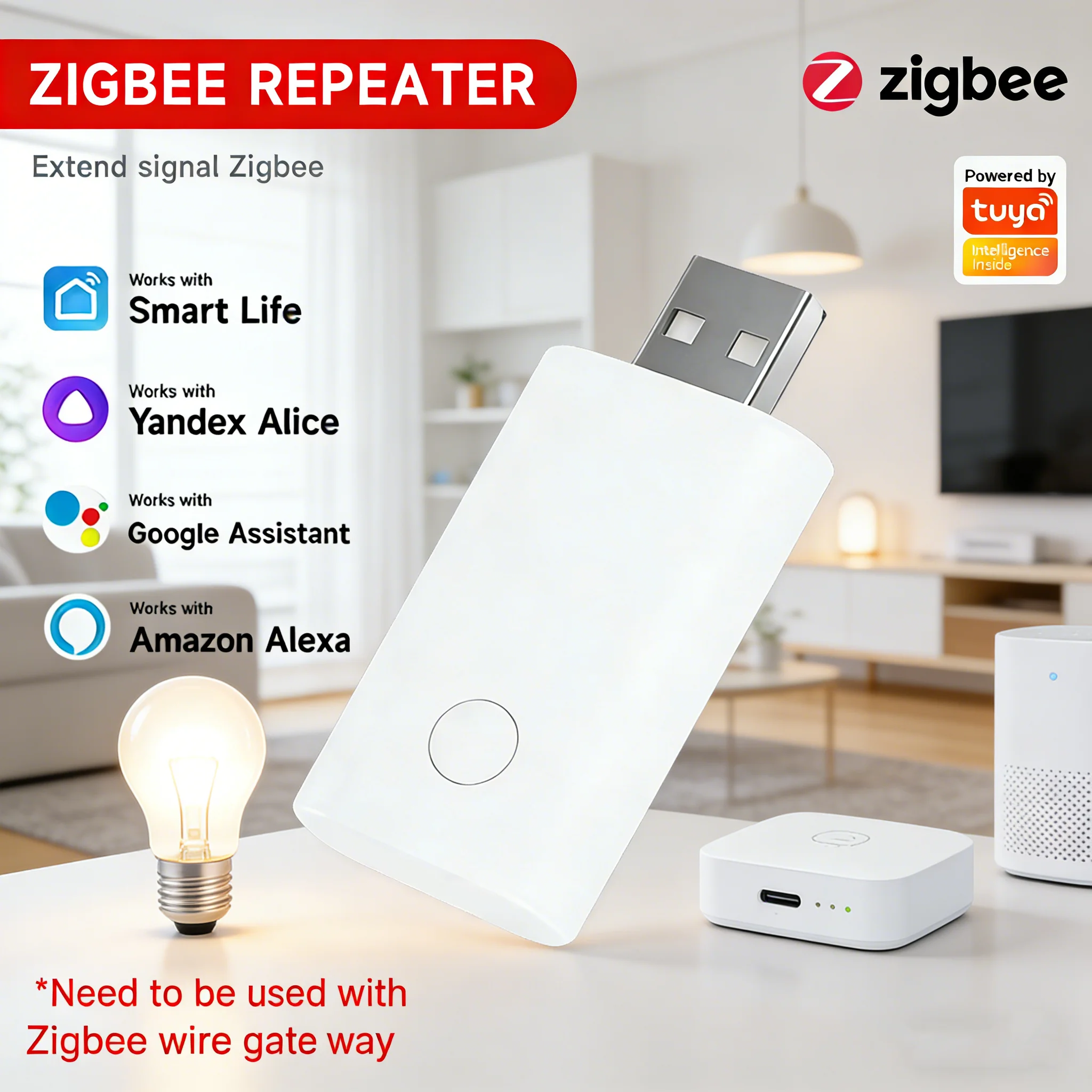 Tuya ZigBee USB Signal Repeater Smart Life APP Signal Amplifier Range Extender Booster for Smart Home Devices
Tuya ZigBee USB Signal Repeater Smart Life APP Signal Amplifier Range Extender Booster for Smart Home Devices