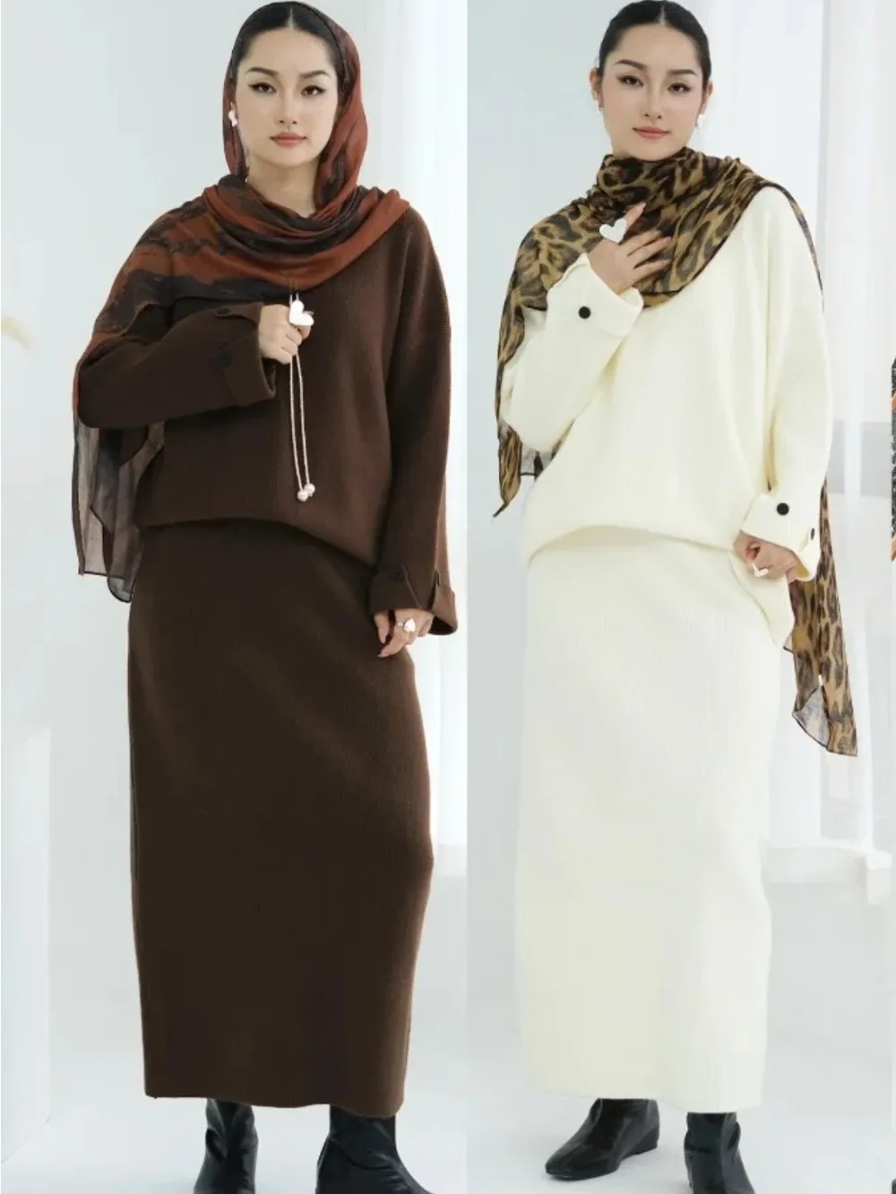 Women Sweater Jumpers 2 Piece Set Thick Knitted Skirt Suit Long Skirt Suit Morocco Muslim Casual Ensemble Skirts Outfits Winter
Women Sweater Jumpers 2 Piece Set Thick Knitted Skirt Suit Long Skirt Suit Morocco Muslim Casual Ensemble Skirts Outfits Winter