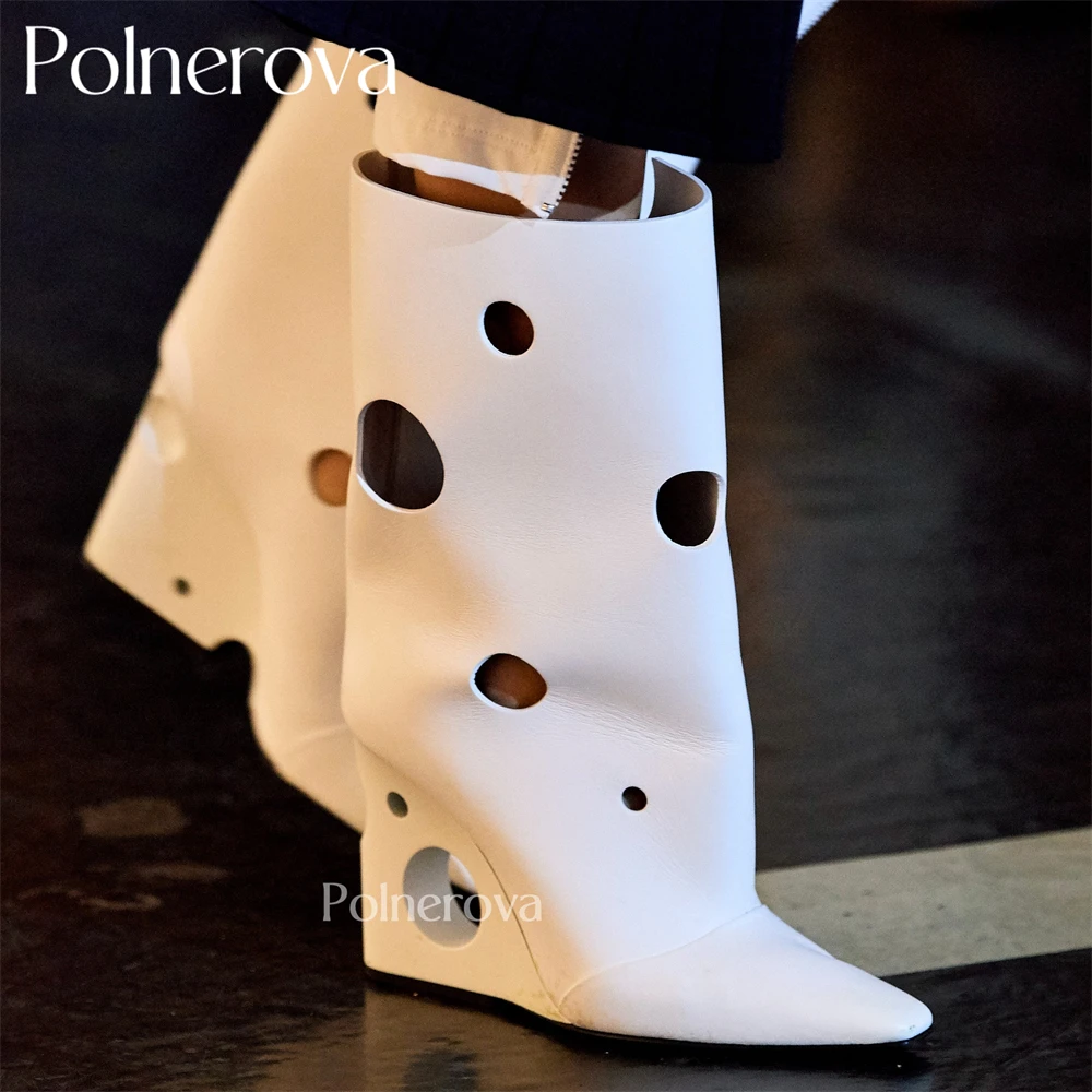 Pointed Toe Wedge Hole Boots Designer Style Simple Fashion Short Boots White Leather Loose Calf Boots for Women Handmade Shoes
Pointed Toe Wedge Hole Boots Designer Style Simple Fashion Short Boots White Leather Loose Calf Boots for Women Handmade Shoes