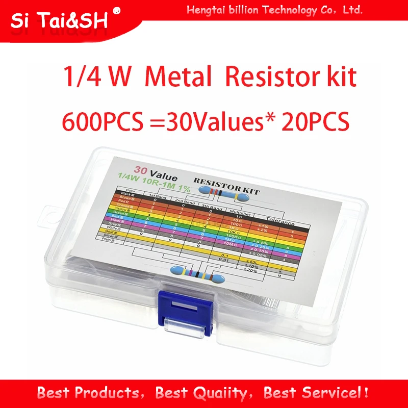 600PCS 30Values* 20PCS 1% 1/4 W resistor pack set diy Metal Film Resistor kit use colored ring resistance (10 ohms~1 M ohm)
600PCS 30Values* 20PCS 1% 1/4 W resistor pack set diy Metal Film Resistor kit use colored ring resistance (10 ohms~1 M ohm)