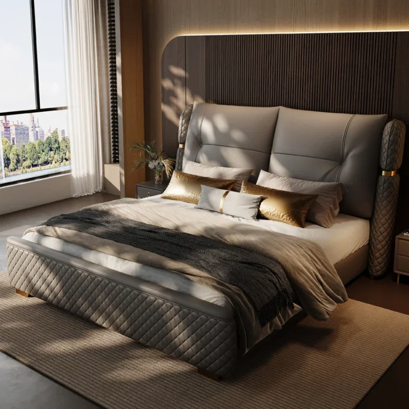 Elegant Modern House Double Bed Frame Storage Luxury Italian Villa Leather Bed King Size Cama De Casal Bedroom Furniture
Elegant Modern House Double Bed Frame Storage Luxury Italian Villa Leather Bed King Size Cama De Casal Bedroom Furniture