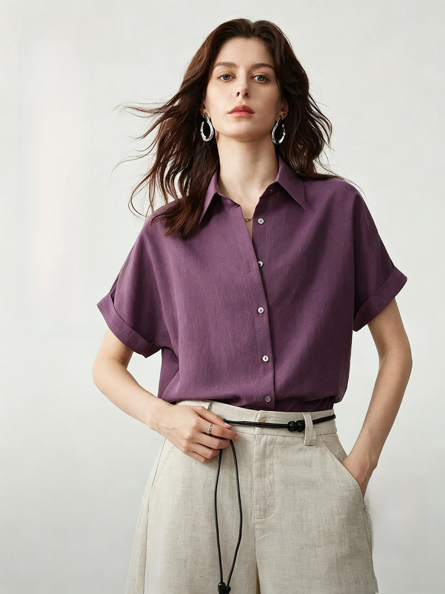 Yakejia Iris Lady Short Sleeve Linen Shirt Women's Commute Work Light Maturity Summer Shirt Straight Cut Anti-Wrinkle
Yakejia Iris Lady Short Sleeve Linen Shirt Women's Commute Work Light Maturity Summer Shirt Straight Cut Anti-Wrinkle