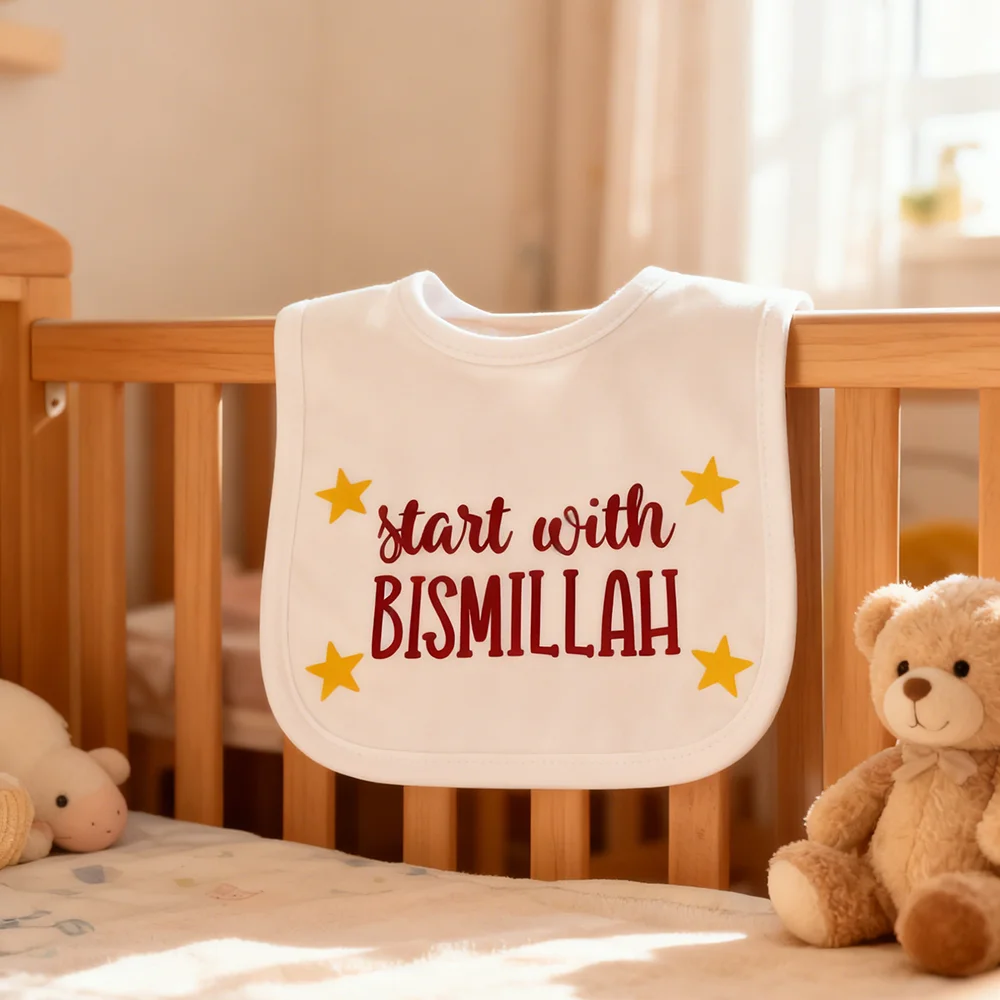 Start with Bismillah Baby Bib Mubarak Islamic Kareem Eid Al Fitr Iftar Decor Christening Baptism Religious Boy Girl Baby Shower
Start with Bismillah Baby Bib Mubarak Islamic Kareem Eid Al Fitr Iftar Decor Christening Baptism Religious Boy Girl Baby Shower