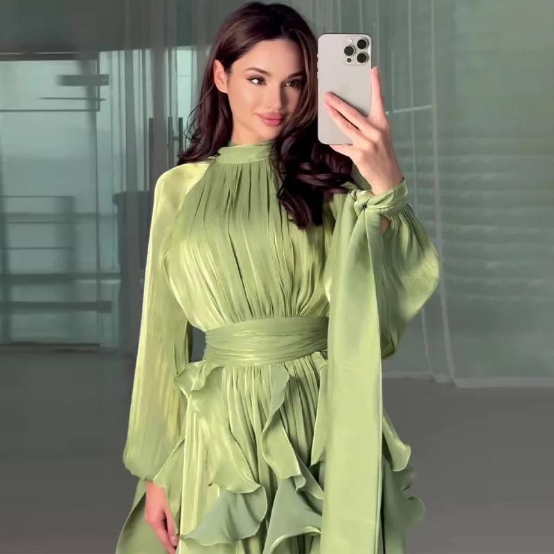 Spring Fashion Ruffle Slim Dresses Spring Women High Neck Long Sleeve Pullover Dress Autumn High Waist Solid Knee Length Dress
Spring Fashion Ruffle Slim Dresses Spring Women High Neck Long Sleeve Pullover Dress Autumn High Waist Solid Knee Length Dress