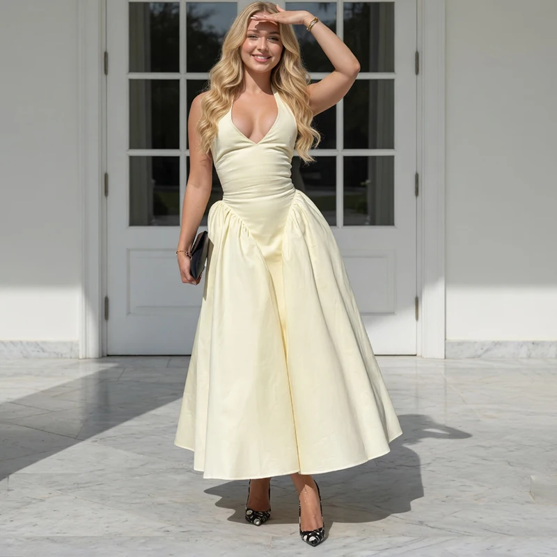 Typhaland Sexy Halter Long Evening Gown Dress Women's Elegant Solid Slim Sleeveless Backless Female Summer New Banquets Dress
Typhaland Sexy Halter Long Evening Gown Dress Women's Elegant Solid Slim Sleeveless Backless Female Summer New Banquets Dress